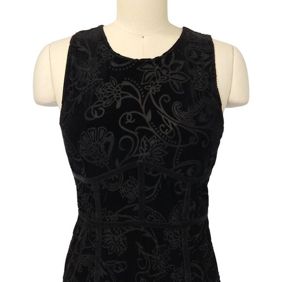Intimately Free People Velvet Burnout Mini Dress Size L Black Bodycon Sleeveless - Picture 3 of 7